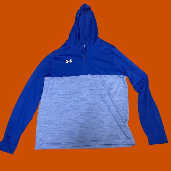 Under Armour HeatGear Blue Two-Tone Quarter-Zip Hoodie (Men’s Large) - Picture 4 of 8